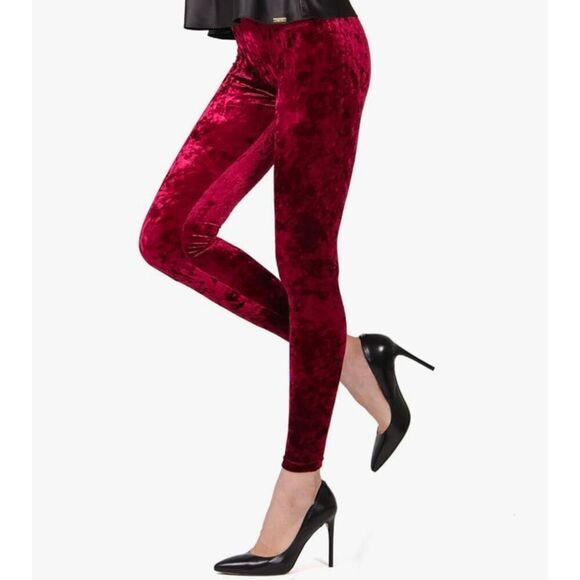 Mossimo Supply Co. Pants - NWT Mossimo Crushed Red Velvet Stretch Leggings Size XL Garnet Rose 2015 Hi Rise